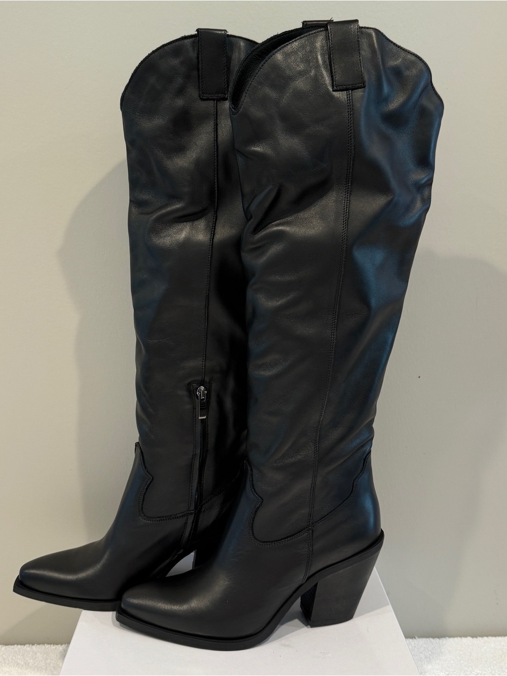 Sundance Cavaliere Black Italian Leather Knee-High Boots